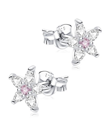 Sweetie Flowers With CZ Stone Silver Ear Stud STS-5333